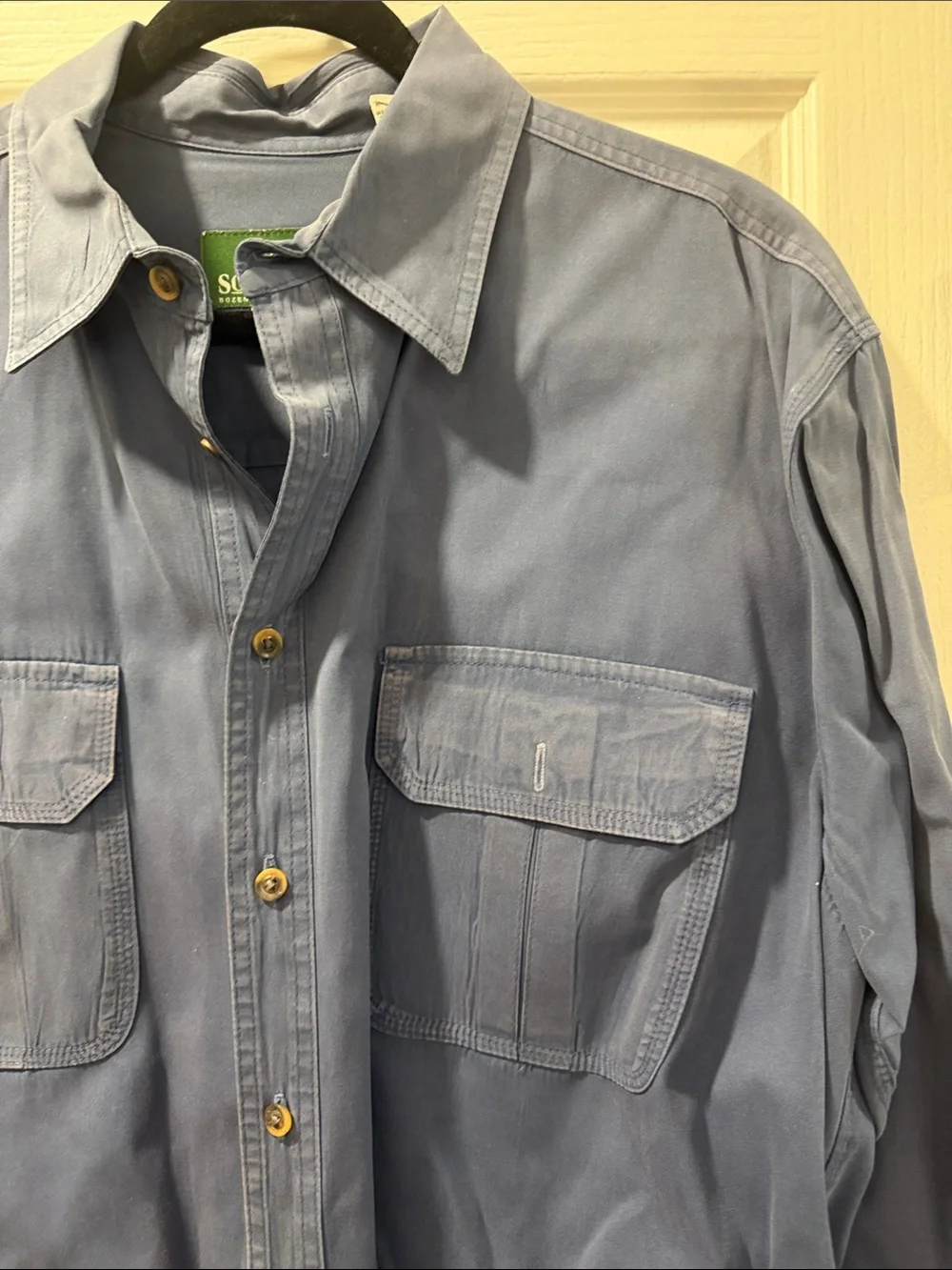 Schnee’s Men's Long-Sleeve Casual Button-Down Shirt in Dusty Blue XL
